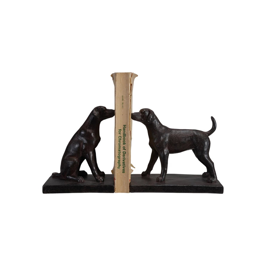 Dog bookends blackish brown set 2