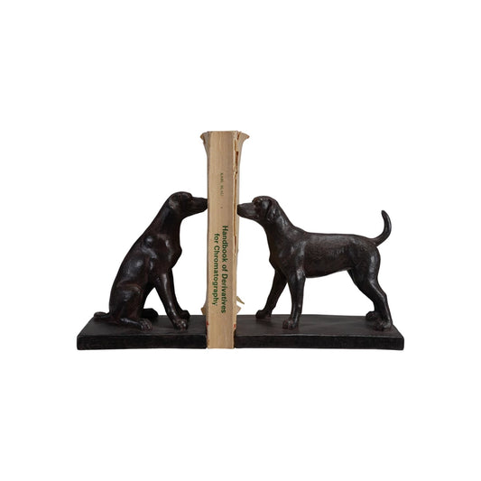Dog bookends blackish brown set 2