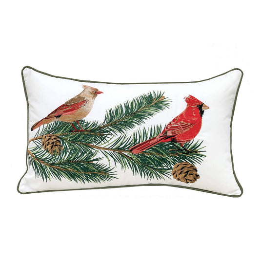 Cardinals & Pine Indoor/Outdoor Throw Pillow