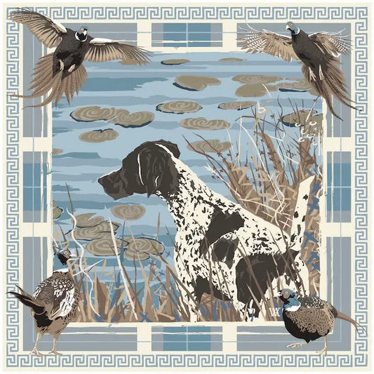 AW Light Blue Pheasant Watch Double sided 25" Silk Scarf by AustinWilliamsArt