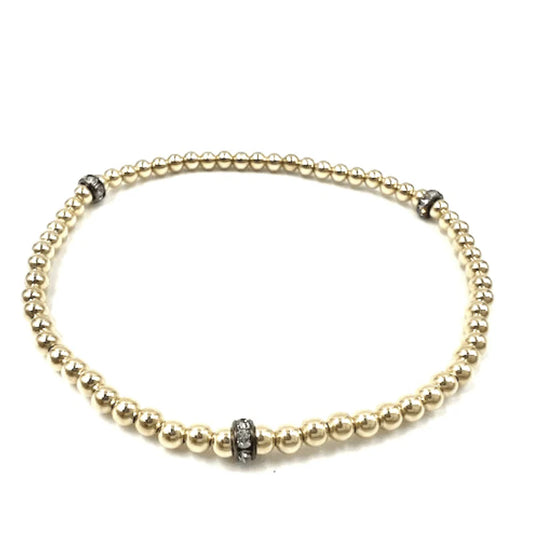 EG 3mm Karma Glitter14k Gold Filled Bracelet